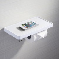 Держатель для туалетной бумаги с полочкой для телефона и крючком Yacore FAB F31011WH хром/белый пластик